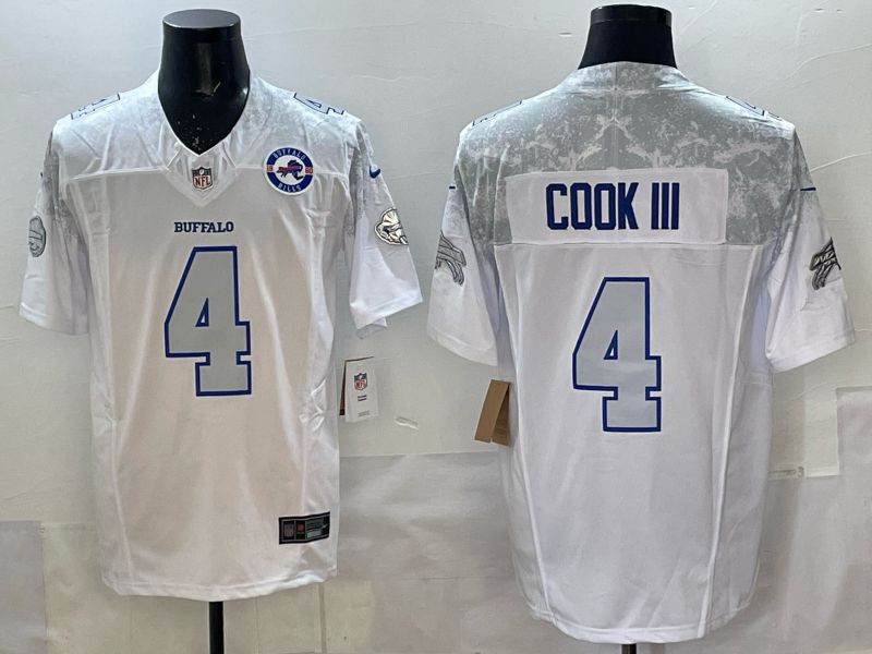 Men 2025 Buffalo Bills #4 Cook iii white 5th generation Throwback Nike Limited NFL Jersey style 04->buffalo bills->NFL Jersey